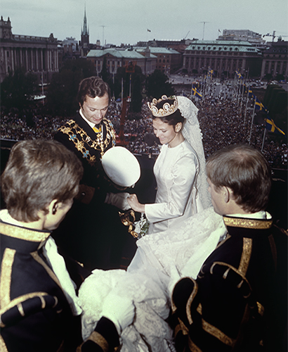 Kungliga brudklänningar Drottning Silvia Kungaparet 1976 utställning Rikssalen Kungliga slottet 2016